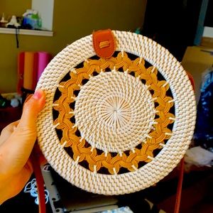 Handwoven round bali bag